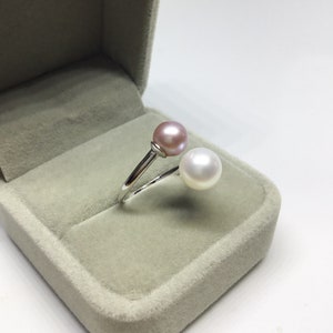 Blest Jewellery Pearl Ring AAA6-8MM Pink&White Color Freshwater Pearl Ring, Cubic Zirconia With 925 Silver image 9