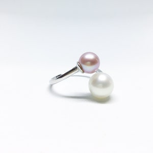 Blest Jewellery Pearl Ring AAA6-8MM Pink&White Color Freshwater Pearl Ring, Cubic Zirconia With 925 Silver image 3