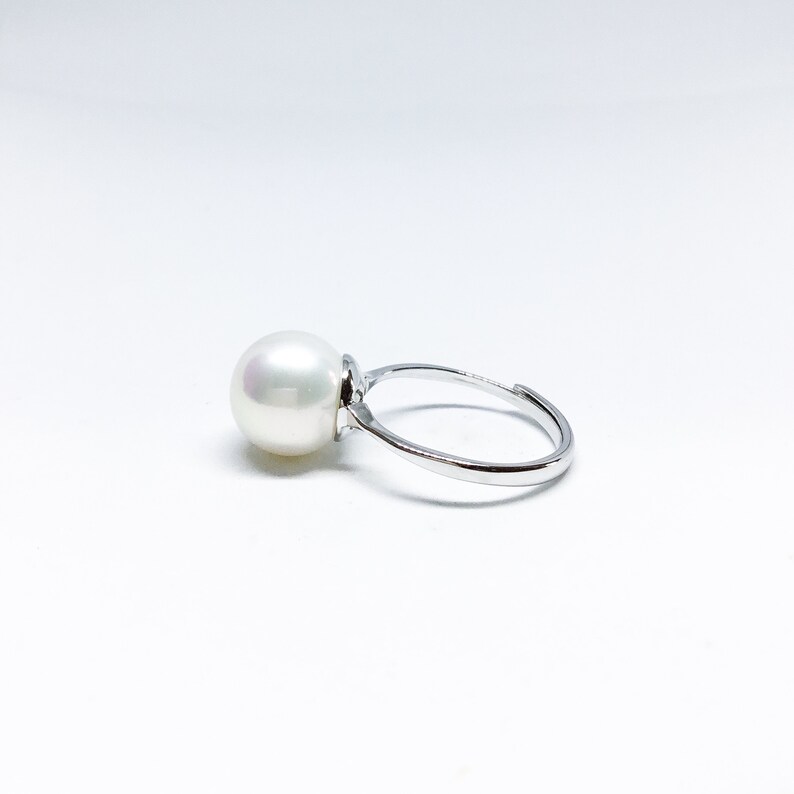 Blest Jewellery Pearl Ring AAA 10-11MM White Color Freshwater Pearl Ring, Cubic Zirconia With 925 Silver image 3