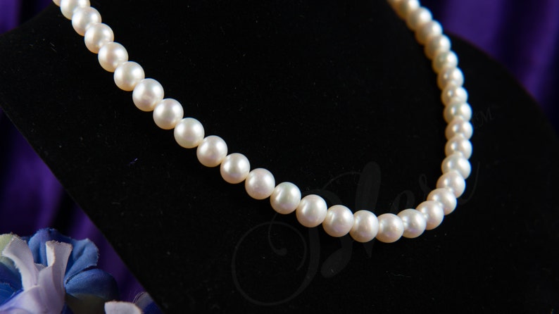 Blest Jewellery-Pearl Necklace AAA 7.5-8MM 17-18 Inches White Color Freshwater Pearl Necklace Bridal Pearl Jewelry image 2