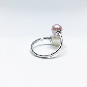 Blest Jewellery Pearl Ring AAA6-8MM Pink&White Color Freshwater Pearl Ring, Cubic Zirconia With 925 Silver image 4