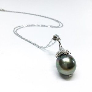 Blest Jewellery Pearl Pendant AAA11 MMWhite Color Freshwater Pearl Pendant , Cubic Zirconia With 925 Silver,18 Inches 925 Silver Chain image 4