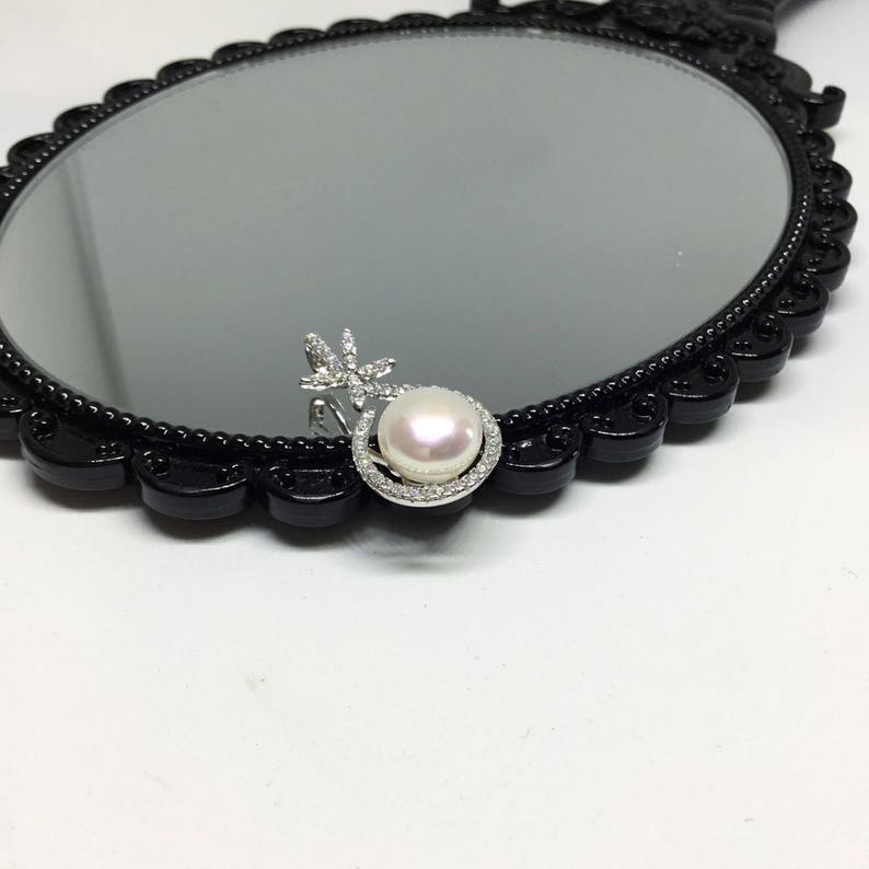 AAA9-10MM White Color Freshwater Pearl Pendant Pearl Pendant Blest Jewellery Cubic Zirconia With 925 Silver,18 Inches 925 Silver Chain\u00a0