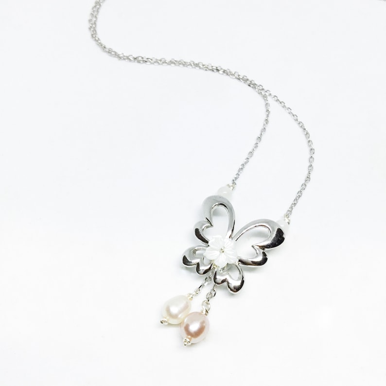 Blest Jewellery-Pink Mother of Pearl Flower Pendant 925 Sterling Silver