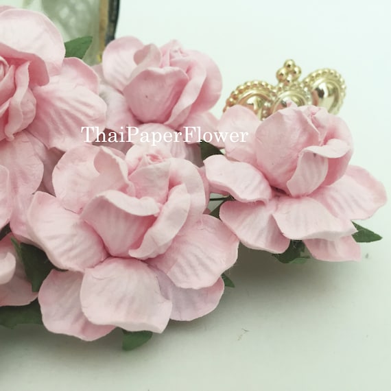 Crema y Rosa Grande De 5x papel de morera Rosas 5cm