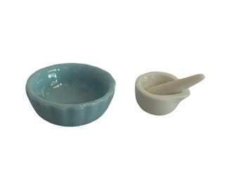 Dollhouse Miniature 1” Scale Poreclain Bowl or Mortar & Pestle