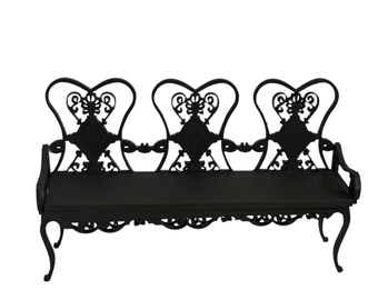Dollhouse Miniature 1" Scale Black Bench