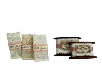 Dollhouse Miniature 1” Scale Lace Reels & Lace Bolts