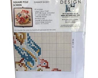 Dollhouse Miniature 1” Scale Embroidery Square Pole Screen Kit