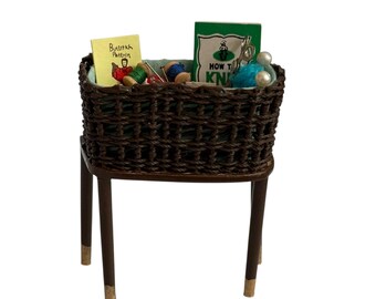 Dollhouse Miniature 1" Scale Brown Wicker Basket by Peggy Taylor