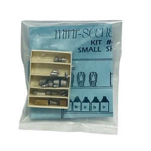 Dollhouse Miniature 1/4&quot; Scale Small Shelf w/Can Goods Kit