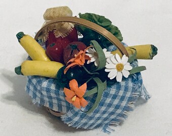 Dollhouse Miniature 1” Scale Basket of Fruit