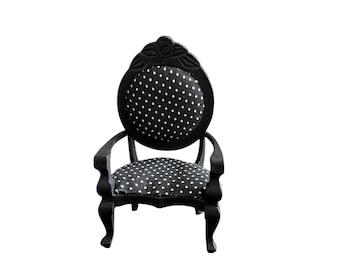 Dollhouse Miniature 1” Scale Black Chair