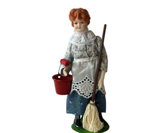 Dollhouse Miniature 1” Scale Vintage Porcelain Maid Doll by Elizabeth Staryk