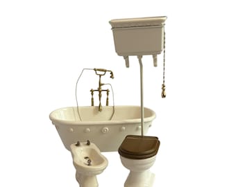 Dollhouse Miniature 1” Scale Bathroom Set