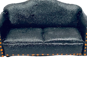 Dollhouse Miniature 1&quot; Scale Black Sofa