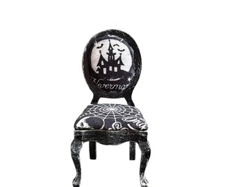Dollhouse Miniature 1” Scale Halloween Style Black Chair
