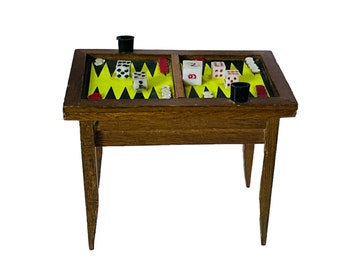 Dollhouse Miniature 1" Scale Backgammon Table