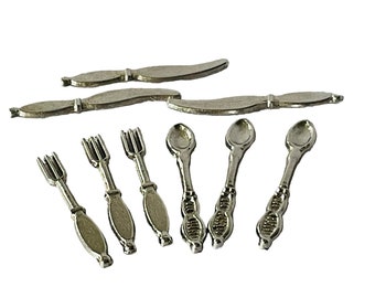 Dollhouse Miniature 1" Scale Silver Utensil Set