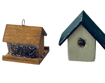 Dollhouse Miniature 1" Scale Birdhouse or Bird Feeder