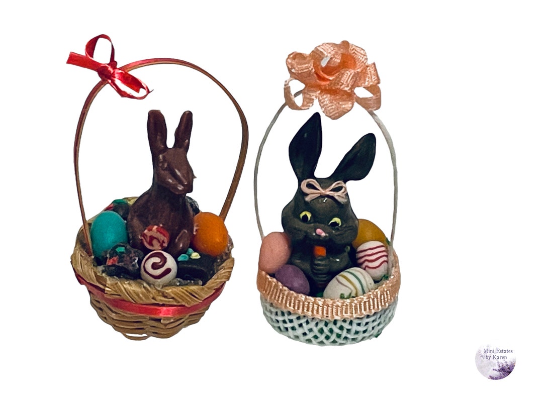 0090 米粒サイズ dollhouse miniature baskets Dollhouse Miniature 1” Scale Easter Basket - Etsy