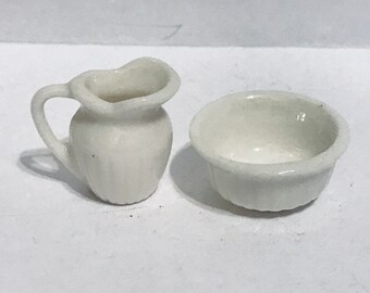 Dollhouse Miniature 1" Scale Porcelain Bowl or Pitcher