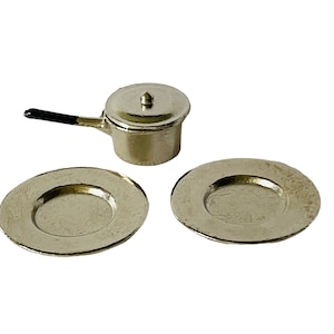 Dollhouse Miniature 1” Scale Cooking Pots & Plates