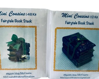 Dollhouse Miniature 1” or 1/4” Scale Fairytale Book Stack Kit