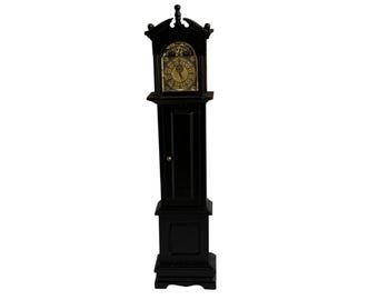 Dollhouse Miniature 1” Scale Black Grandfather Clock