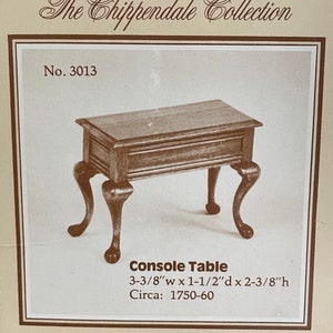 Dollhouse Miniature 1” Scale Console Table Kit
