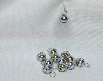 Dollhouse Miniature 1&quot; scale Christmas Tree Ornament with Blue, White & Green Stripe