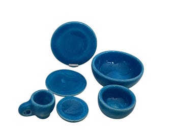 Dollhouse Miniature 1" Scale Blue Place Setting