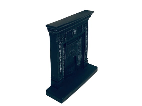 Casa Delle Bambole Nero Resina Fuoco Dietro Pannello