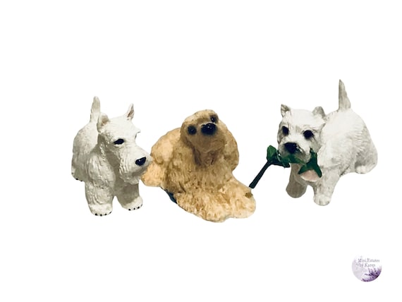Hund weib-beige,Maßstab 1:12,Miniatur f.d Welpe Puppenstube/Puppenhaus #14# 