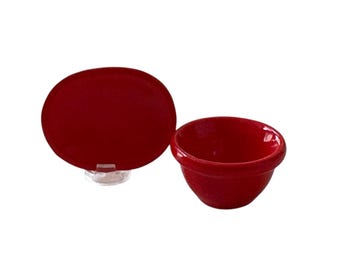 Dollhouse Miniature 1" Scale Deco Brights Red Plate or Red Bowl