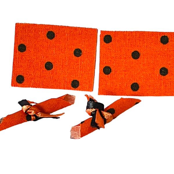 Dollhouse Miniature 1” Scale Orange Placemats and Napkins