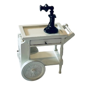 Dollhouse Miniature 1” Scale White Tea Cart