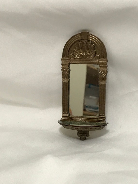 Dollhouse Miniature 1 Scale Brass Mirror With Shelf Scale Brass Mirror With Shelf