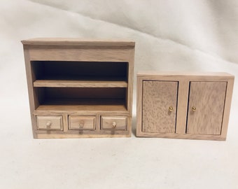 Dollhouse Miniature 1” Scale Wall Cabinets