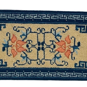 Dollhouse Miniature 1” Scale Vintage Blue & Cream Floral Rug