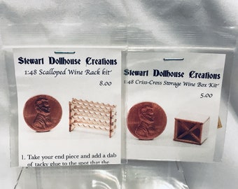 Dollhouse Miniature 1/4" Wine Box & Rack Kit