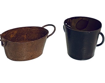 Dollhouse Miniature 1" Scale Metal Rusted Bucket