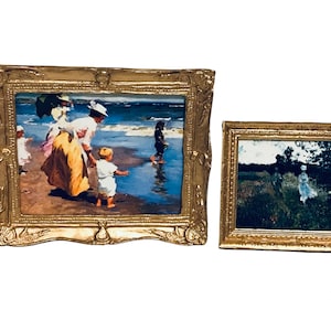 Dollhouse Miniature Victorian Portrait Paintings Set Of 4 In Gold Frames (1:12 Scale)
