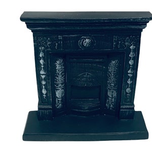 Dollhouse Miniature 1” Scale cast Resin Black Fireplace