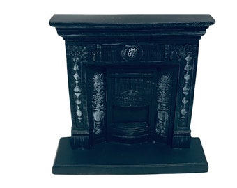 Dollhouse Miniature 1” Scale cast Resin Black Fireplace