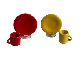 Dollhouse Miniature 1" Scale Red or Yellow Plate & Mug