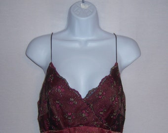 Vintage Mike Benet Formals Aubergine Plum Gold Embroidered Column Prom Evening Dress 8 10 Medium