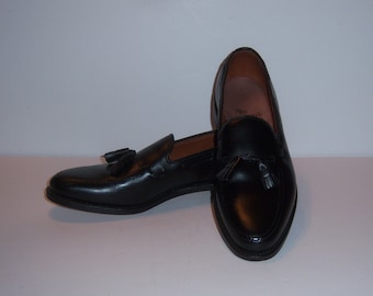 Vintage Allen Edmonds Classic Black Grayson Tasseled Loafers Leather Slip On Shoes 10.5 C Made In the USA Hand Sewn Kiltie Tassels Gift