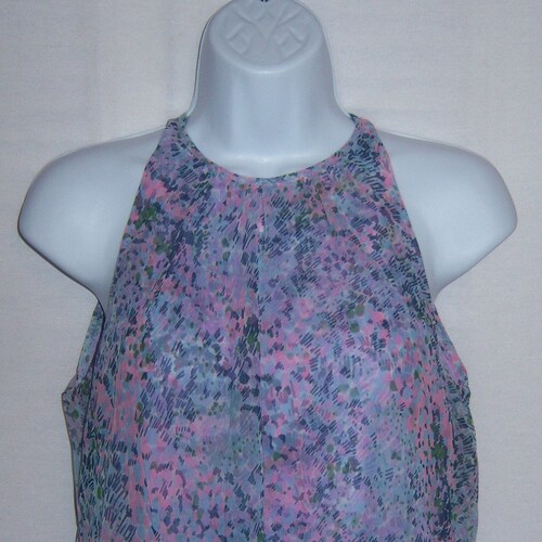 Vintage Albert Capraro Lavender Blue Pink Flower Floral Print Pattern Chiffon Gown Maxi shops Dress Hostess 6 8 Small