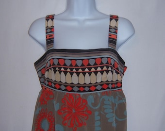 Vintage BCBG Max Aria Babydoll Dress XS Extra Small Floral Flower Print 0 2 Y2K Baby Doll Strappy Orange Blue Deco Gift